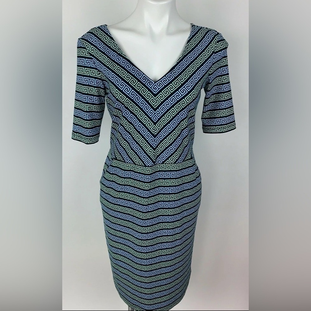 J. McLaughlinLarge Geometric Grecian Link Sheath Dress Catalina travel office
